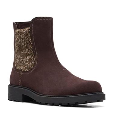 Imagem de Clarks Bota feminina de cano curto Opal Sky, Camurça marrom escuro, 6.5