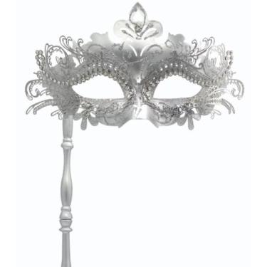 Imagem de Pretishows Máscara De Baile Máscaras Feminina Veneziana Carnaval Prateada, Conjunto Para Máscaras, Fantasia Halloween