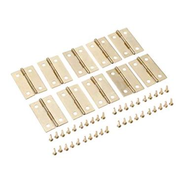 Imagem de 10 pcs 35x22mm armário de mobiliário de ouro gaveta porta pequena dobradiça 4 buracos jóias caixa de madeira decorativa artificial hardware de móveis YYDFPIIA