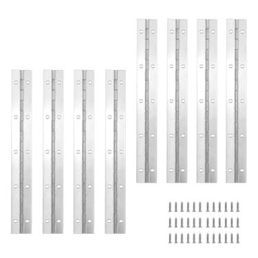Imagem de AurDo Dobradiça contínua de piano de aço inoxidável resistente, 8 peças, prata, 25 cm, dobradiças de piano de largura aberta de 3 cm para ferramentas de móveis de madeira, armários de piano, inclui
