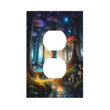 Imagem de HLCoChT Capa de interruptor de luz decorativa para interruptor de floresta de cogumelo encantado 1 gangue placa de parede frente única placa de parede placa elétrica
