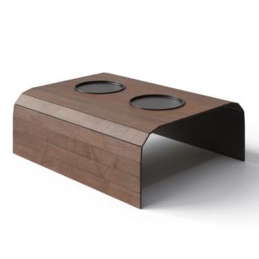 Imagem de Esteira para Braço de Sofá com Porta Copos e Suporte para Controle - Apoio para Bebidas e Organizador 40x28,5cm(2 SIMPLES NOGUEIRA)