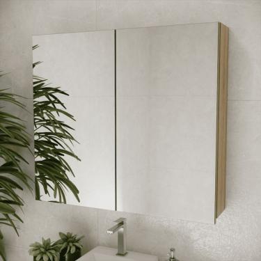 Imagem de Armário de Banheiro com Espelho Nature 2 Portas Carvalho 90 cm