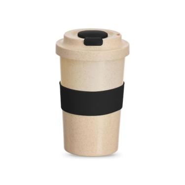 Imagem de Copo Ecológico de Fibra de Bambu e PP 450ml | Sustentável, Reutilizável com Pegador e Proteção de Bico em Silicone | Leve e Antivazamento (Preto)