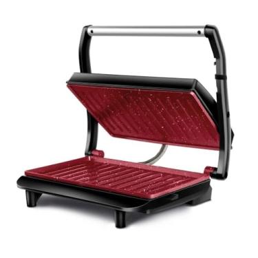 Imagem de Sanduicheira Eletrica，Sanduicheira Grill Master Press Red Ceramic 2 em 1 Antiaderente 1000W (127v)