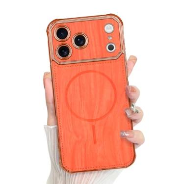 Imagem de Bonoma Capa compatível com iPhone 17 Pro Max 2025 compatível com MagSafe, capa magnética com toque de pele TPU proteção para câmera capa traseira para meninas e mulheres - laranja