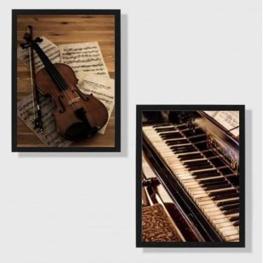 Imagem de Kit 2 Quadros Piano E Violino 24X18Cm - Quadros On-Line