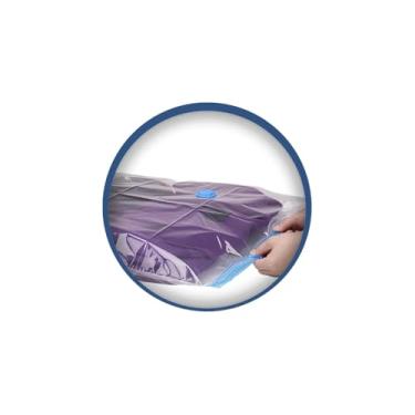 Imagem de EP Saco Organizador a Vácuo, Branco, PVC Transparente, 40x60cm, Redução de Volume 80%, para Roupas, Cobertores, Edredons