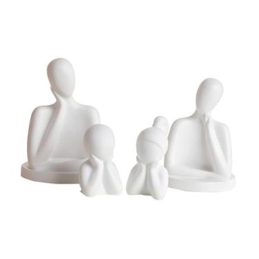 Imagem de XLWLLNJ Estátua de família abstrata, ornamento decorativo para mesa, escultura pensativa para centro de mesa de quarto, decoração de prateleira de escritório.