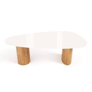 Imagem de Mesa De Jantar Orgânica Breeze 2,70 X 1,20m 10 Lugares Lâmina Natural De Madeira Off White Vidro