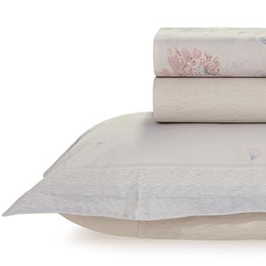 Imagem de Jogo de Lençol Solteiro Karsten Percal 200 Fios 100% Algodão Estampado Cama Dobra Feita 3 Peças (Irina - Flores Azul Rosa)