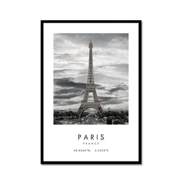 Imagem de Pôster de cidade preto e branco - impressão de viagem Roma Las Vegas Veneza Paris Sydney Amsterdã Amalfi Sanfrancisco Pintura em tela impressões de paisagem da cidade do mundo imagens de parede pôster