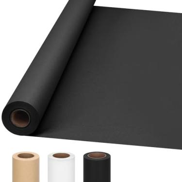 Imagem de Moretoes 91,4 cm x 3 cm (100') Rolo de papel de embrulho preto, rolo de papel de embalagem Kraft para embrulho de presente, quadro de avisos, banner de arte, buquê de flores, embalagem em movimento