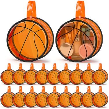 Imagem de Yeyeplum 20 peças de presentes de equipe de basquete acessórios bolsa de maquiagem transparente à prova d'água bolsa de cosméticos PVC bolsa de maquiagem de viagem bolsa de higiene pessoal com zíper