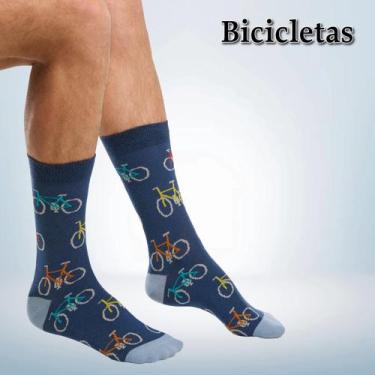 Imagem de Par de Meia Casual Cano Longo Divertida Masculina - Tamanho 39 a 43 - 