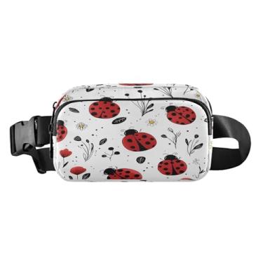 Imagem de CEBUGI Mini pochetes de caminhada para homens e mulheres, joaninhas de desenho animado modernas resistentes à água com cinto ajustável para treino, viagem, corrida