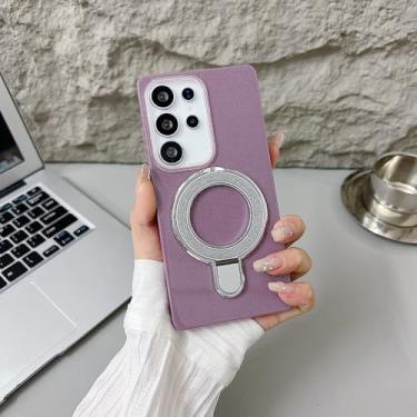Imagem de Capa brilhante com suporte magnético para Samsung Galaxy S25, S24, FE e S23 Ultra, na cor roxa. Também compatível com Galaxy S23 Ultra.