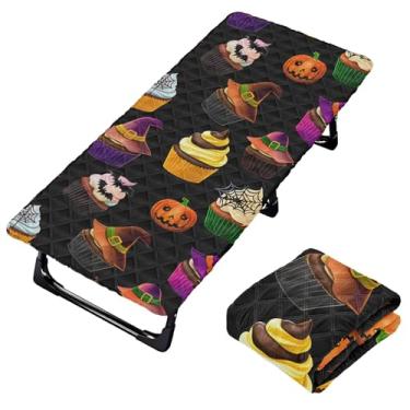 Imagem de Burbuja Lençol de berço para cupcakes de Halloween para crianças, lençol de cochilo acolchoado portátil com faixa elástica para meninas e meninos, lavável na máquina, 63,5 x 127 cm