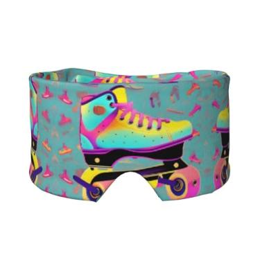 Imagem de Patins coloridos estampados para dormir máscara para olhos e orelhas respirável ajustável blackout venda confortável