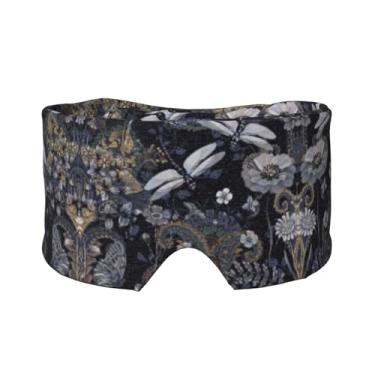 Imagem de Dragonflies Máscara para dormir com estampa cinza para olhos e orelhas, respirável, ajustável, blecaute, venda, confortável