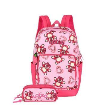 Imagem de Kit Mochila Costas Lotso Kids E Estojo Triplo Toy Story Rosa