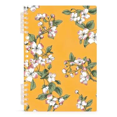 Imagem de Burbuja Caderno de flores brancas, papel pautado universitário A5 com 60 folhas, fichário para escritório, 1 pacote
