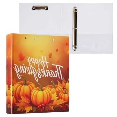 Imagem de STAYTOP Organizador de fichário redondo feliz dia de Ação de Graças, fichário de 3 anéis com prancheta (carta A4), fichário fofo para material de escritório escolar