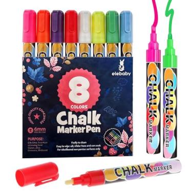 Imagem de Edenshow Marcadores de giz para carros laváveis em vidro, pacote com 8 canetas de giz líquido, marcadores de quadro-negro, marcadores laváveis para janelas de carros, quadros-negros, pôster, bistrô