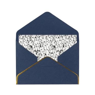 Imagem de SKKNT Cartões elegantes com estampa de multidão de pinguins para todas as ocasiões, convites de festa de aniversário de casamento, 12,7 x 15,2 cm