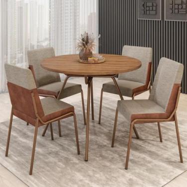 Imagem de Conjunto Sala De Jantar 4 Cadeiras Verona Carraro Freijó Areia Rosê - 