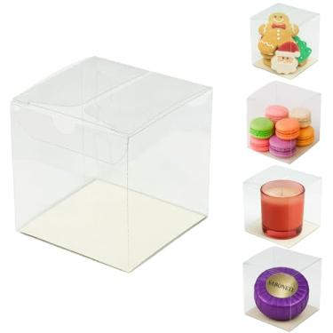 Imagem de Caixa de Acetato Transparente 8x8x8cm Para Doces, Lembrancinhas e Brindes - Kit 40 Caixas + 40 Reforços para o fundo (REF14)