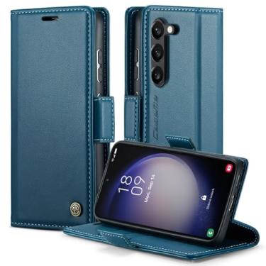 Imagem de owlhold Capa carteira para Samsung Galaxy S23, capa magnética flip, bloqueio RFID, 3 porta-cartões, suporte, couro PU moderno, capa de telefone TPU à prova de choque para Samsung Galaxy S23 6,1