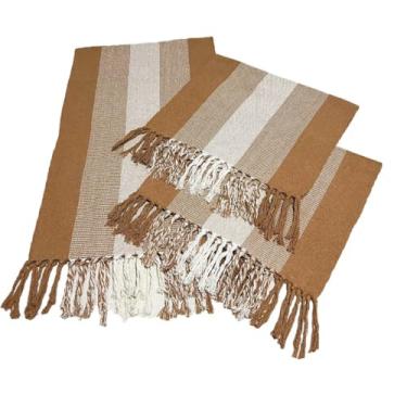 Imagem de Jogo de Passadeira de Tear, Tapete de Cozinha, 3 Peças Algodão(CARAMELO FX CRUR-T)