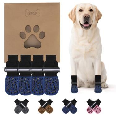 Imagem de KOOLTAIL Meias antiderrapantes para evitar lamber patas, sapatos de cachorro para pavimento quente, botas refletivas de controle de tração, botas de cachorro e protetor de patas para pisos de madeira