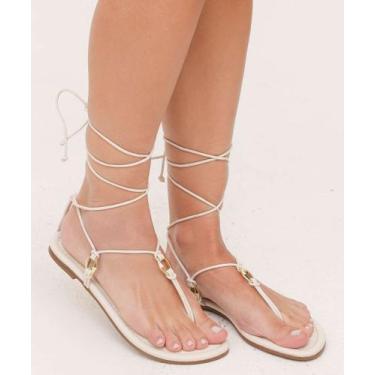 Imagem de Sandália Feminina Rasteira Amarração Vizzano-64014, Branco, 38