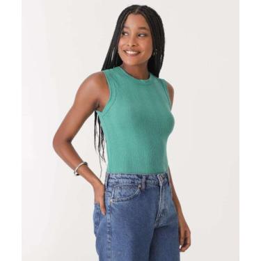 Imagem de Blusa Regata Feminina Canelada Marisa-02058, Verde, PP