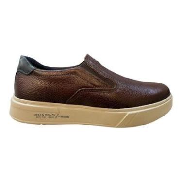 Imagem de Tenis Masculino Pegada Ultraconforto Superleve Couro Calce Fácil Slip 111908-03 Marrom-Masculino
