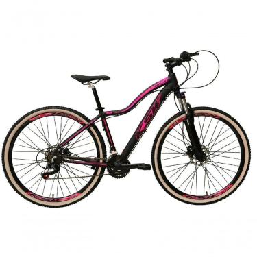 Imagem de Bicicleta Aro 29 Ksw Mwza Feminina 27v Aluminio Freio A Disco Hidráulico K7 Garfo Com Trava preto-rosa Tam: 15