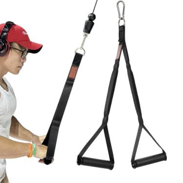 Imagem de PANTIK Cabos de corda de tríceps acessório de máquina de ginástica TPR alças antiderrapantes 2 laços, alça longa adequada para flexões, puxões de rosto, flexões, extensões aéreas, bíceps, curvatura