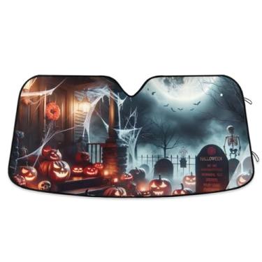 Imagem de Halloween Bloody Moon Para-brisa Carro Para-sol Refletor UV Auto Janela Frontal Guarda-sol Mantém Seu Veículo Fresco