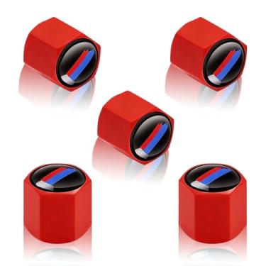 Imagem de Erivis 5 peças de tampas de válvula de pneu de carro, tampas de haste de válvula de liga à prova de vazamento anticorrosão tampa de pneu de roda automotiva, para BMW X3 X5 X7 X1 X6 X4 M3 M4 M5 M6 4 3