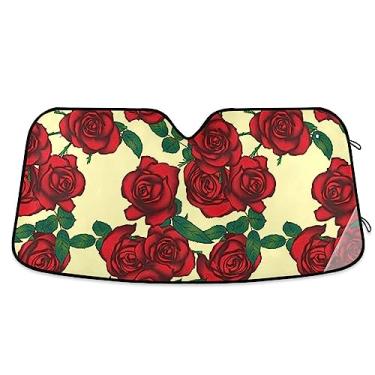 Imagem de Persiana de carro rosas coloridas, para-sol de para-brisa de caminhão, sombra de sol retrátil para carro, 134,6 cm x 59,7 cm, P