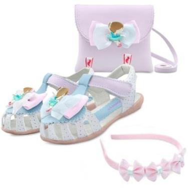 Imagem de Kit Sandália Menina Infantil Feminina Bailarina Com Bolsa E Tiara Gatatuya-Feminino
