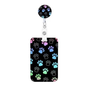 Imagem de Porta-crachá de identificação engraçado de gato fofo com molinete retrátil resistente, chaveiro, cartão de identificação para mulheres, enfermeiros, professores, funcionários de escritório