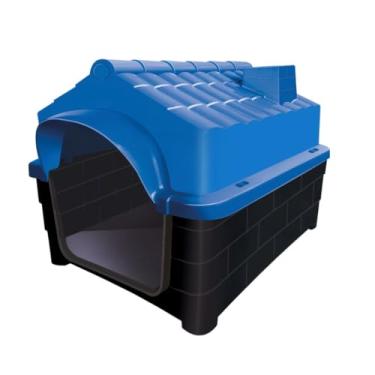 Imagem de Casinha Pet Plástica para Cães e Gatos Pequenos com Colchonete | Casa Pet Resistente com Fácil Montagem(Azul,COM COLCHONETE)