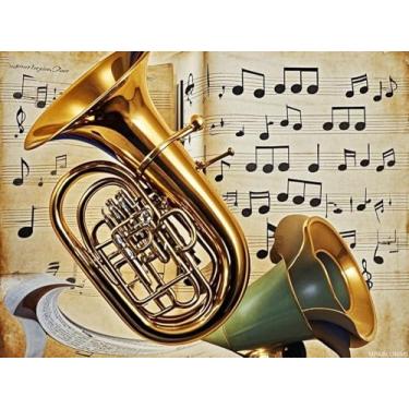 Imagem de UPABLUNSO Tuba Music Note Instrument Diamond Art Kits DIY Stitch Diamond Painting Paint by Diamonds 5D Full Round Drill Rhinestone Art para iniciantes, casa, sala de estar, quarto, decoração 30 x 40