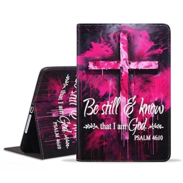 Imagem de stmedazm Capa para Samsung Galaxy Tab A11 Plus (2025)/A9 Plus (2023) 28 cm, capa dobrável de couro sintético premium com função de despertar/hibernar automático - Sagrada Cruz Citação Versículo da