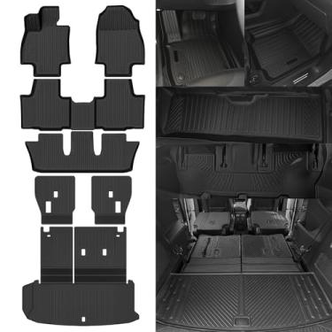 Imagem de NQOQN Tapetes de chão para 2024 2025 2026 Toyota Grand Highlander 7 assentos 2ª fileira (inclui híbrido), tapete de porta-malas com tapete de encosto para acessórios Grand Highlander (não para Grand