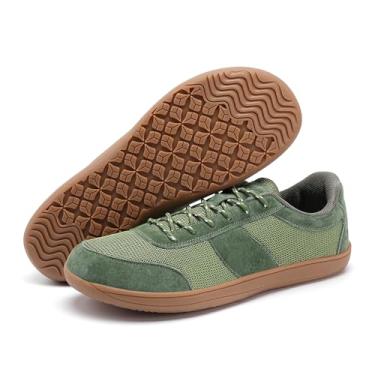 Imagem de Sapatos masculinos largos minimalistas para treinamento, tênis de corrida respirável, Verde, 9 Wide
