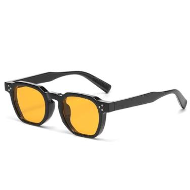 Imagem de Óculos de Sol UV400 - Estampa Oval de Leopardo Azul com Rebites para Homens e Mulheres, Esportes ao Ar Livre, Corrida e Ciclismo, Preto e Laranja